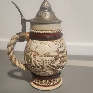 Vintage 1977 Avon Cream and Brown Ceramic Beer Stein